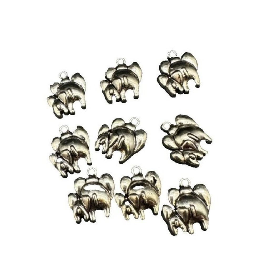 Elephant Rear Ends Adult &‎ Child Charms Pendants Lot of 9 Silver tone 5/8"